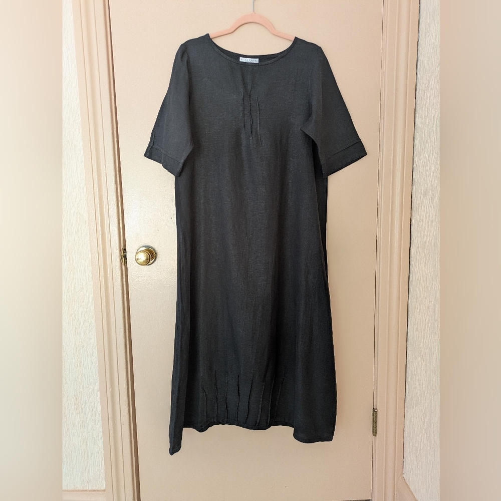 Bryn Walker linen pintuck dress, black,  Size S (generous), NWT